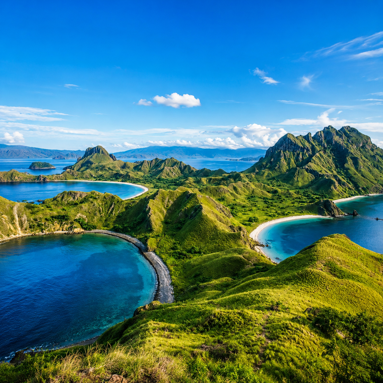 Padar Island panoramic landscape Indonesia